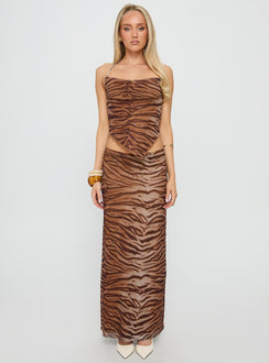 Better Now Cowl Neck Set Brown Tiger