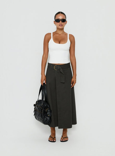 True Visions Belted Maxi Skirt Charcoal