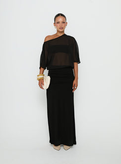 Lionne Slouchy Off Shoulder Maxi Dress Black