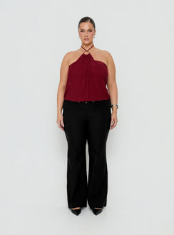 Hedlea Draped Ring Detail Top Wine Curve