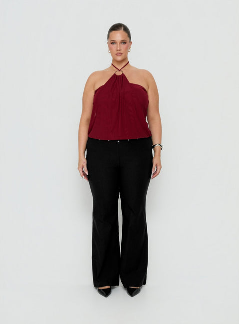 Hedlea Draped Ring Detail Top Wine Curve