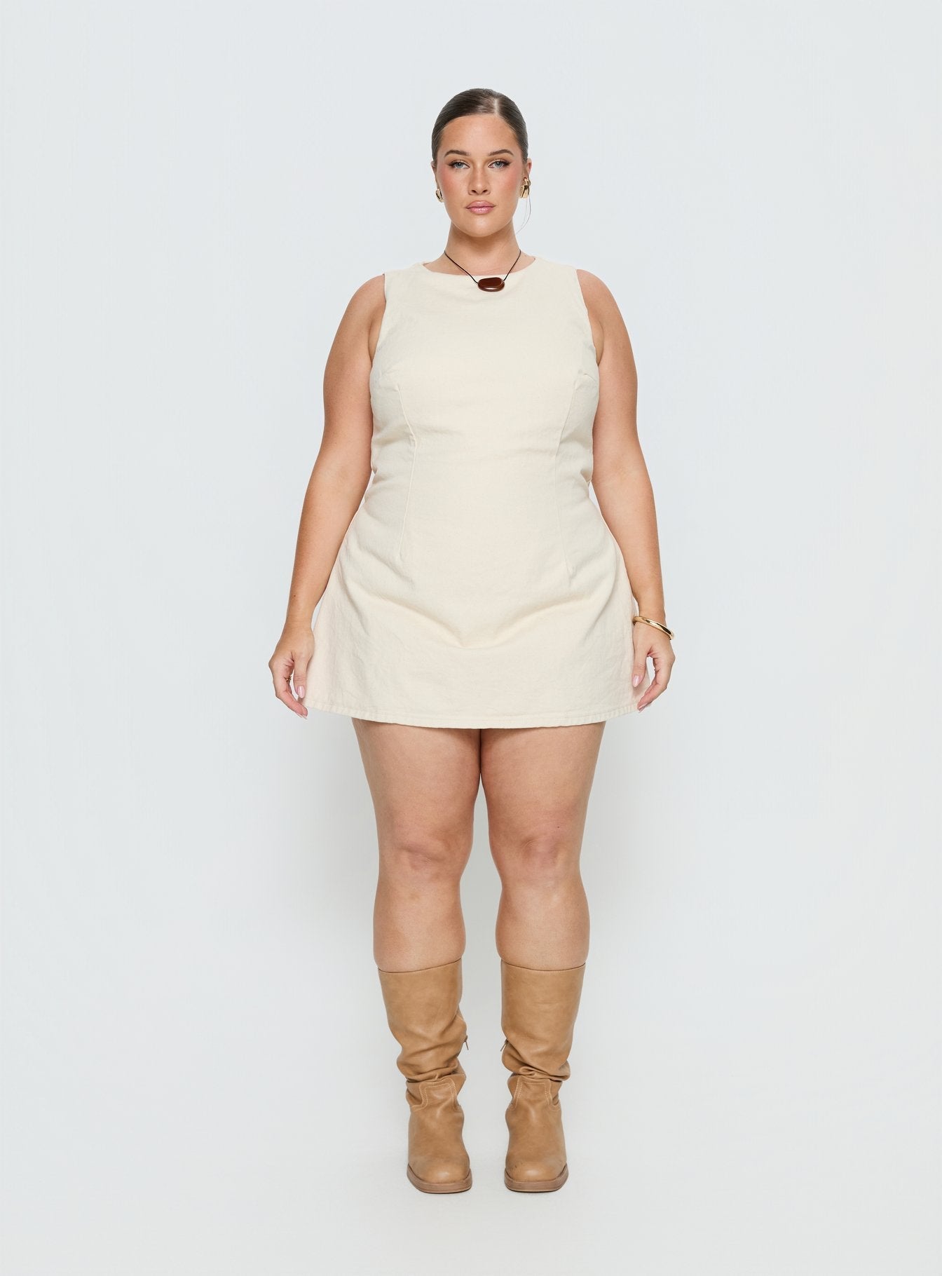 Ainsleigh Shift Denim Romper Ecru Wash Curve