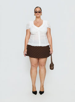 Tejano Mini Skirt Brown Polka Dot Curve