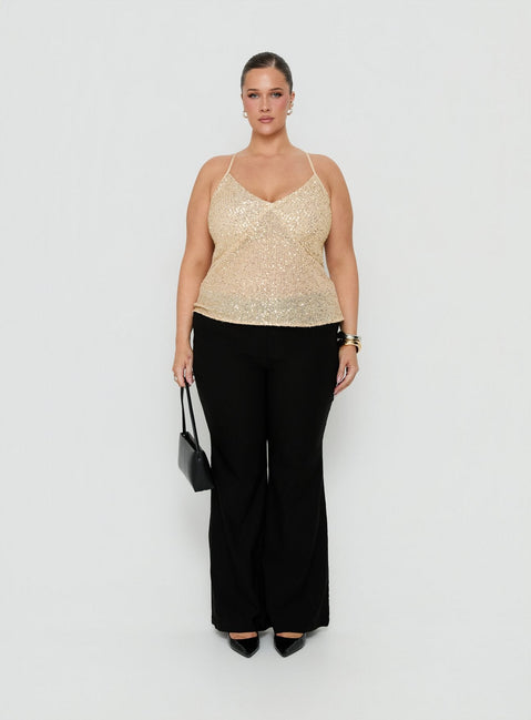 Opaline Sequin Cami Top Gold Curve