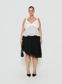Evanescence Asymmetrical Midi Skirt Black Curve