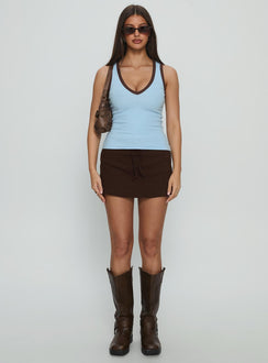 Baseline V Neck Rib Tank Top Blue / Brown