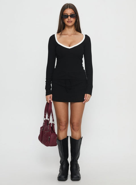 Baseline V Neck Long Sleeve Top Black / White