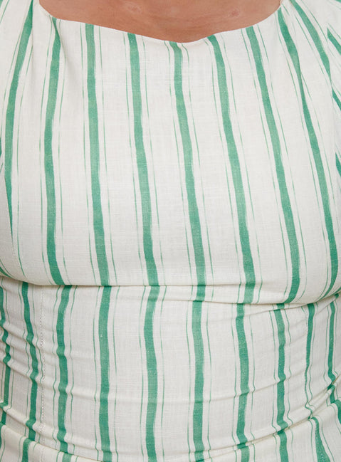 Lewisa Maxi Dress Green Stripe Curve