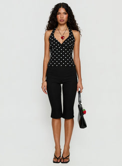 Alter Of Love Halter Top Black Polka