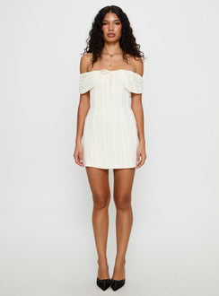 Colettie Off Shoulder Mini Dress Cream