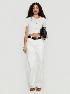 Erena High Rise Barrel Leg Jeans White