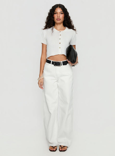 Erena High Rise Barrel Leg Jeans White