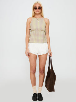 Star Blaze Tie Side Top Green Check