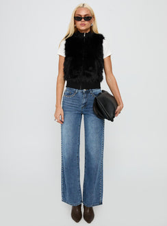 More Clarity Faux Fur Vest Black