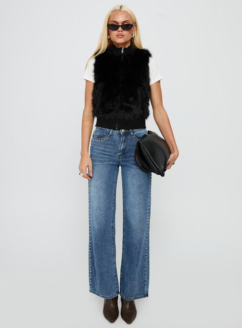 More Clarity Faux Fur Vest Black