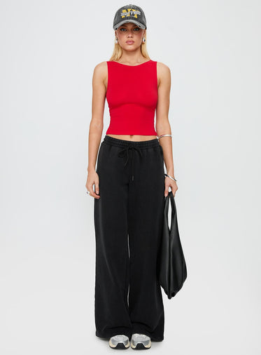 Bleeker High Neck Top Red