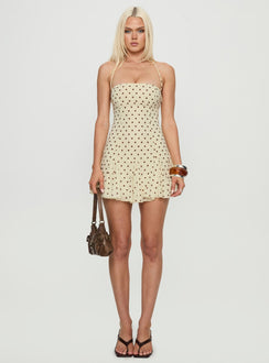 Delamere Mini Dress Yellow / Brown Polka
