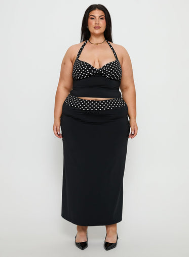 Norelle Halter Set Black Polka Curve