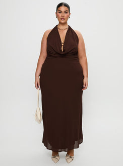 Alejandria Cowl Neck Maxi Dress Chocolate Curve