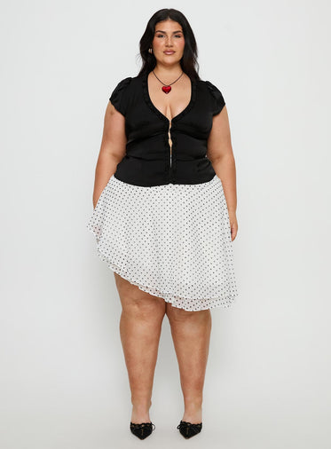 Tatianna Frill Blouse Top Black Curve