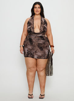 Tigress Halter Mini Dress Animal Multi Curve