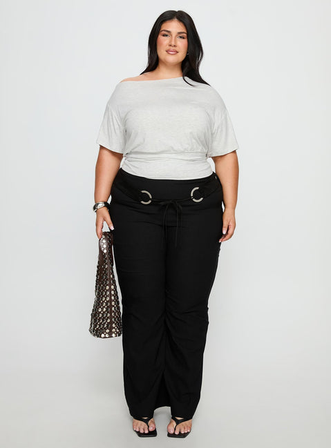 Ashlinn Off Shoulder Drapey Top Grey Curve