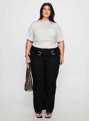 Ashlinn Off Shoulder Drapey Top Grey Curve