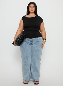 Emelyne Cinched Waist Top Black Curve