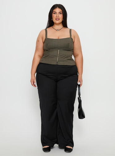 Nylen Tailored Suiting Top Brown Pinstripe Curve