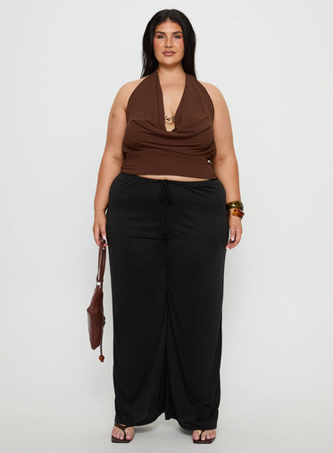 Treat You Better Plunge Hardware Detail Top Chocolate Curve