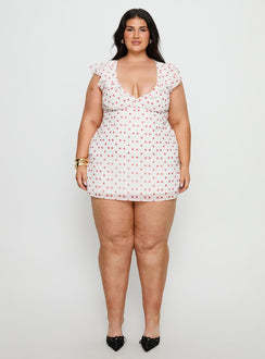 i guess so mini dress white burgundy I Guess So Mini Dress White / Burgundy Curve
