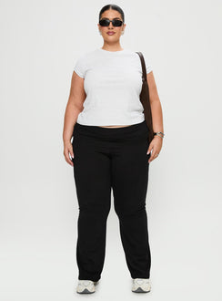 front view of model wearing Princess Polly Movement Yoga Pant Black Curve High Waisted Pants 