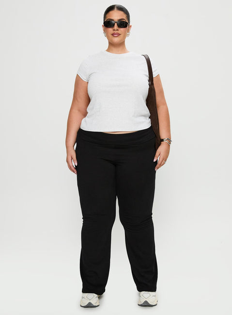 front view of model wearing Princess Polly Movement Yoga Pant Black Curve High Waisted Pants 