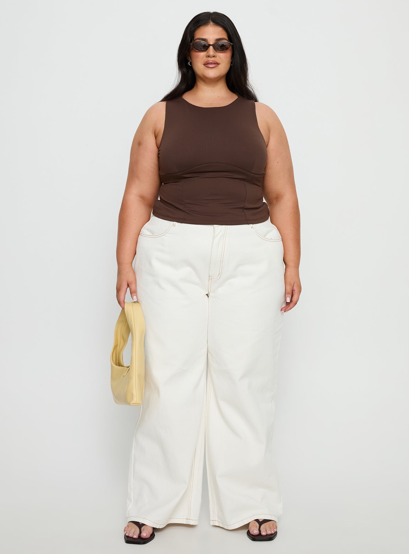 Naylor Mid Rise Wide Leg Jeans Cream Curve