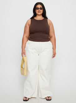 Naylor Mid Rise Wide Leg Jeans Cream Curve