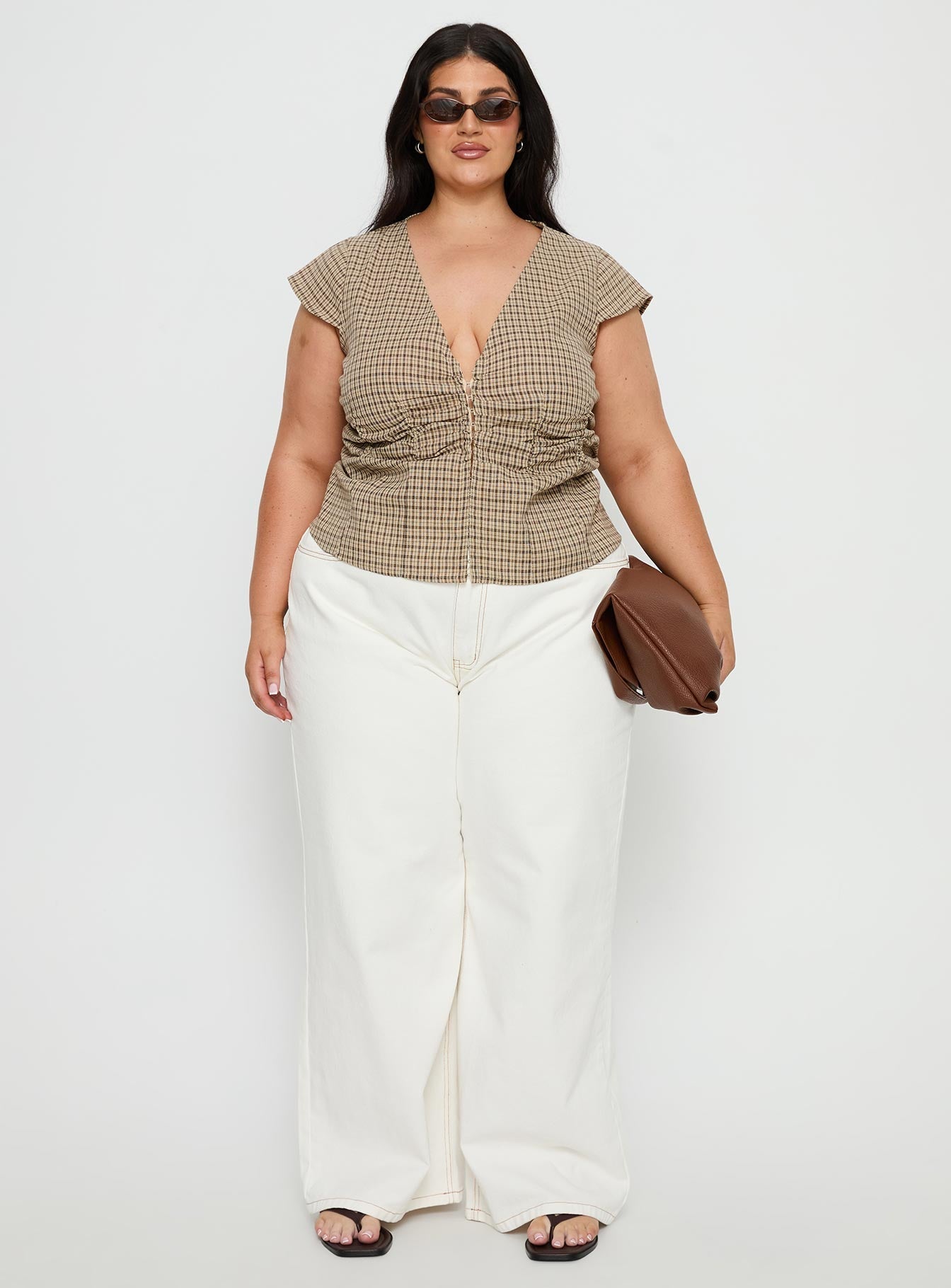Indulgence Corset Top Beige Check Curve