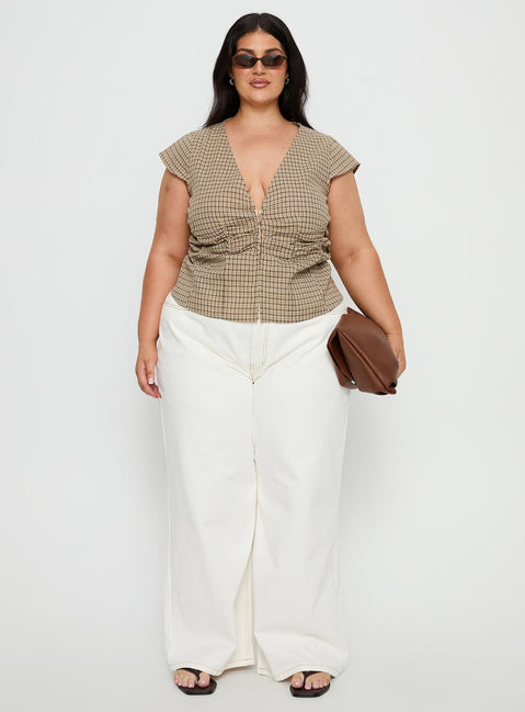 Indulgence Corset Top Beige Check Curve