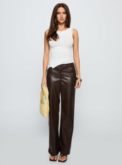 Sixth Sense Faux Leather Pants Brown