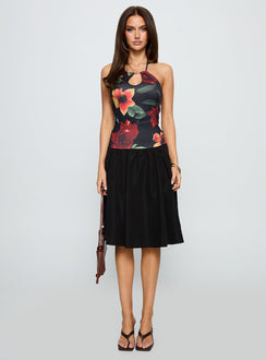 front view of model wearing Princess Polly Inside Jokes Top Floral Multi Sleeveless Crew Neck 