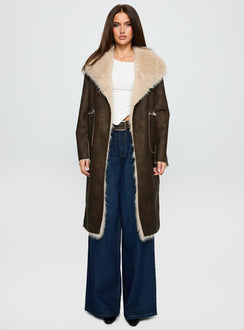 Kairos Shearling Detail Coat Brown