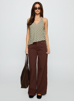 Ramos Low Rise Wide Leg Jeans Brown