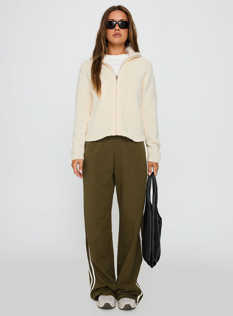 Epitome Zip Through Knit Sweater White