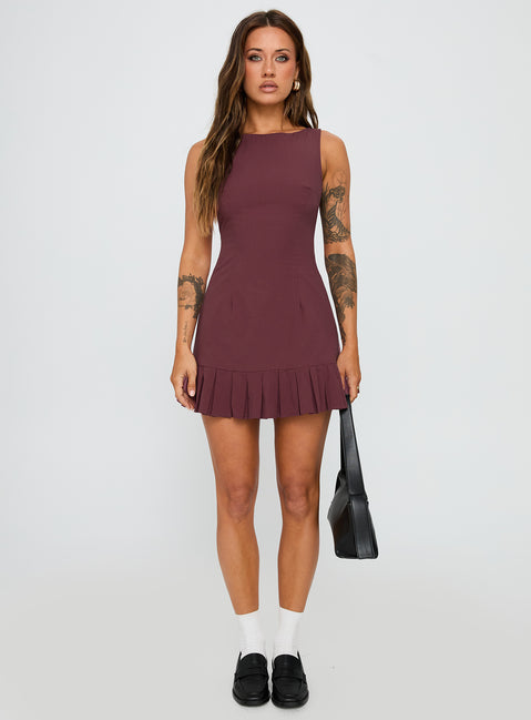 Great Perhaps Pleated Mini Dress Currant