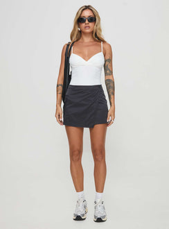   front view of model wearing Princess Polly Caran Cargo Mini Skirt Grey Mini Skirts 
