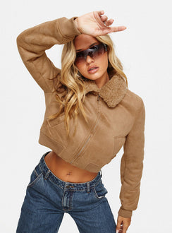 Faux suede jacket Classic collar, zip fastening down front, twin hip pockets, elasticated waistband & cuffs