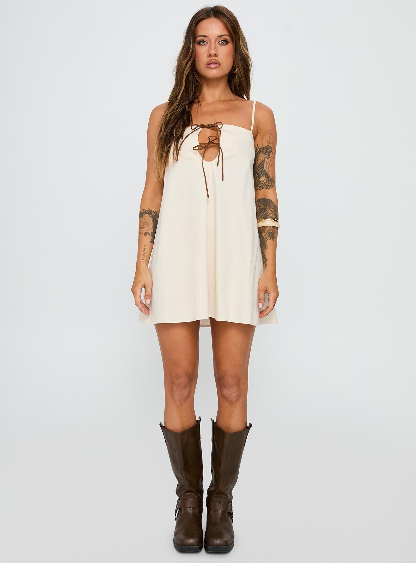 princess polly belong together mini dress We Belong Together Strapless Blouson Mini Dress Mushroom