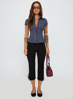Cottesloe Blouse Top Navy Check