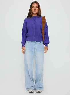 Get Going Knit Cardigan Purple