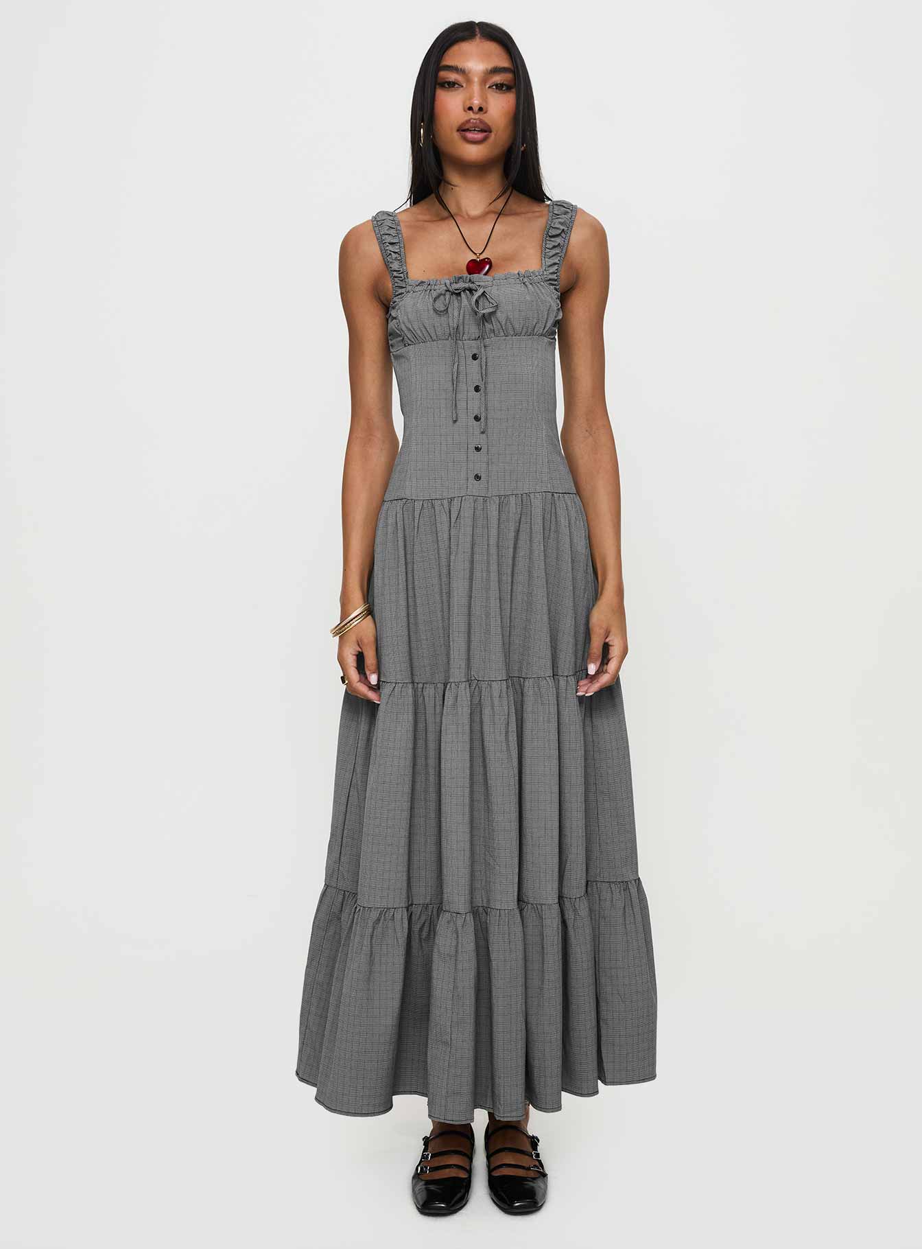 Ballerina Maxi Dress Onyx Gingham