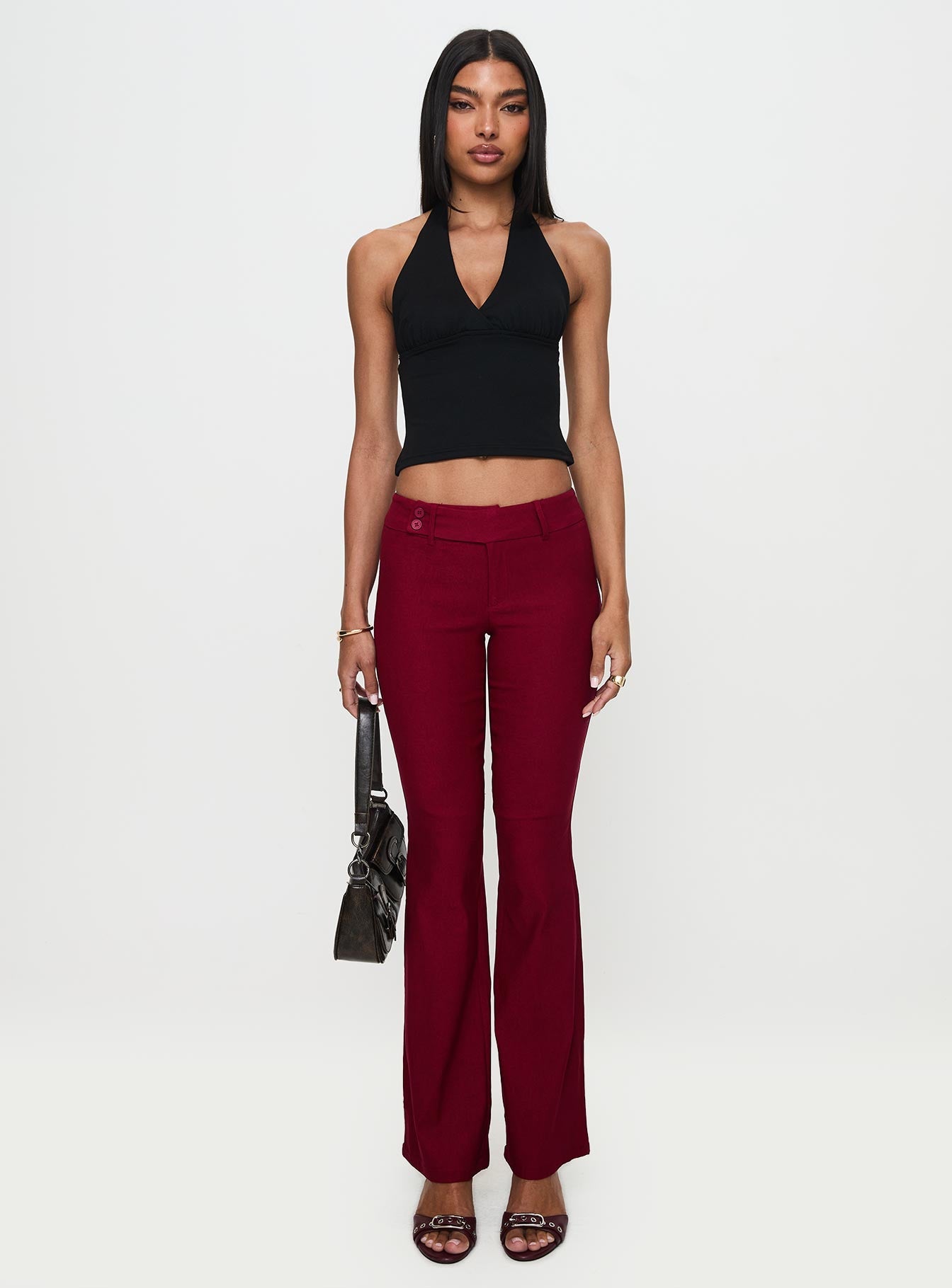 Kinkirk Flared Pants Burgundy Tall